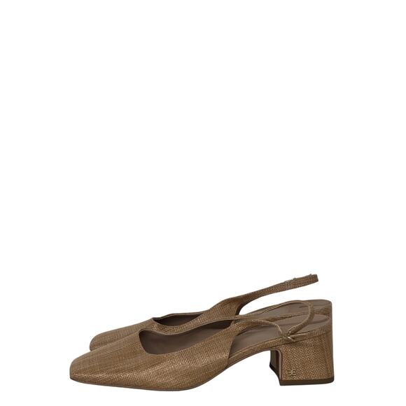 Sam Edelman sz10 brown tan Terra Slingback Pumps Buff Tan textured square toe - Picture 1 of 4